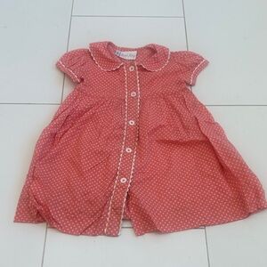 Rachel Riley peach polka dot dress Peter pa scalloped collar 18m